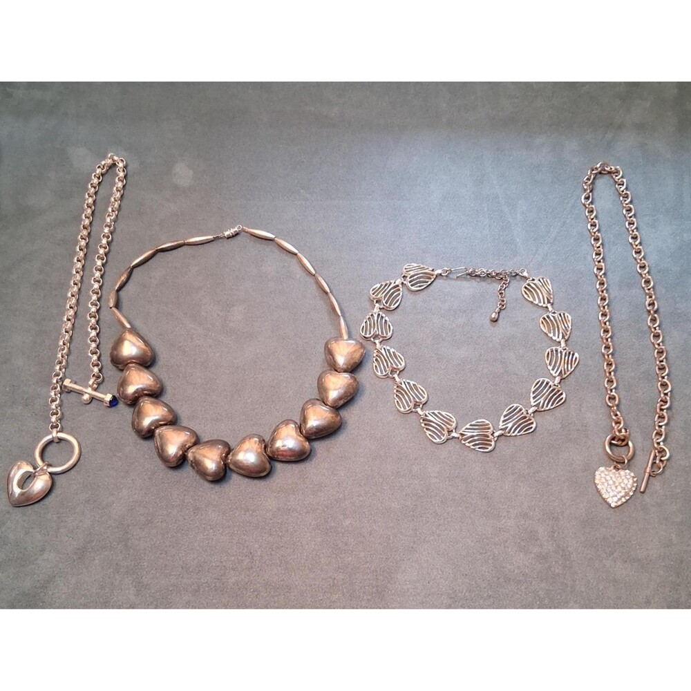 Vintage Heart Necklace Lot 4 Pc